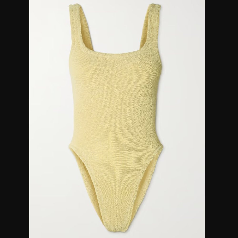 Yellow Hunza G Square-neck Crinkle Swimsuit *WORN ONCE*